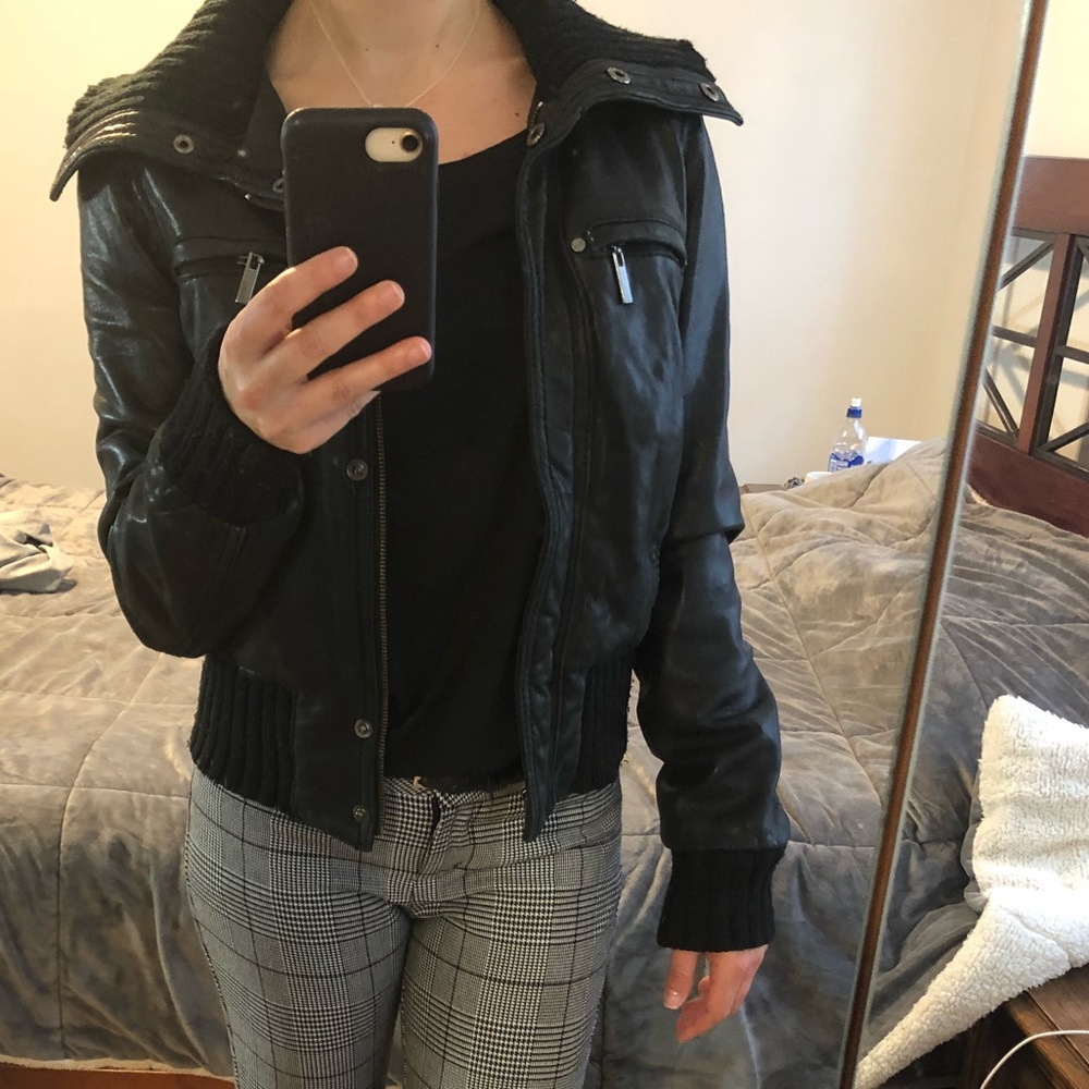 Michael Kors leather bomber jacket